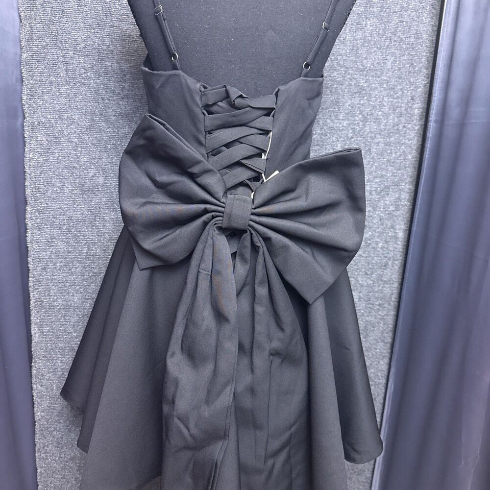 NEW Mini Skater Dress 4 Black Square Neck Corset Bodice Sophisticated Goth Hoco - Picture 7 of 7
